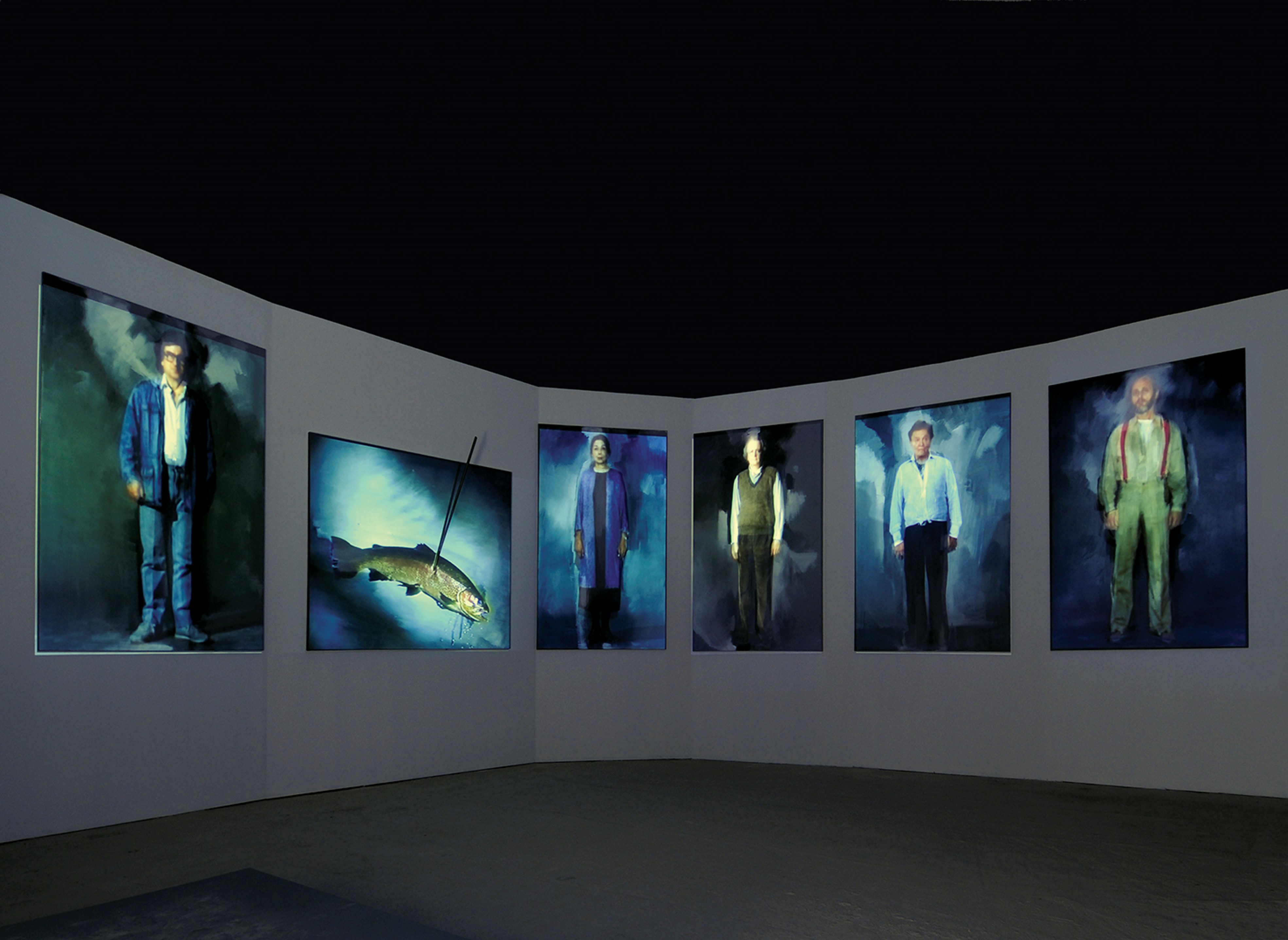 room full of paintings